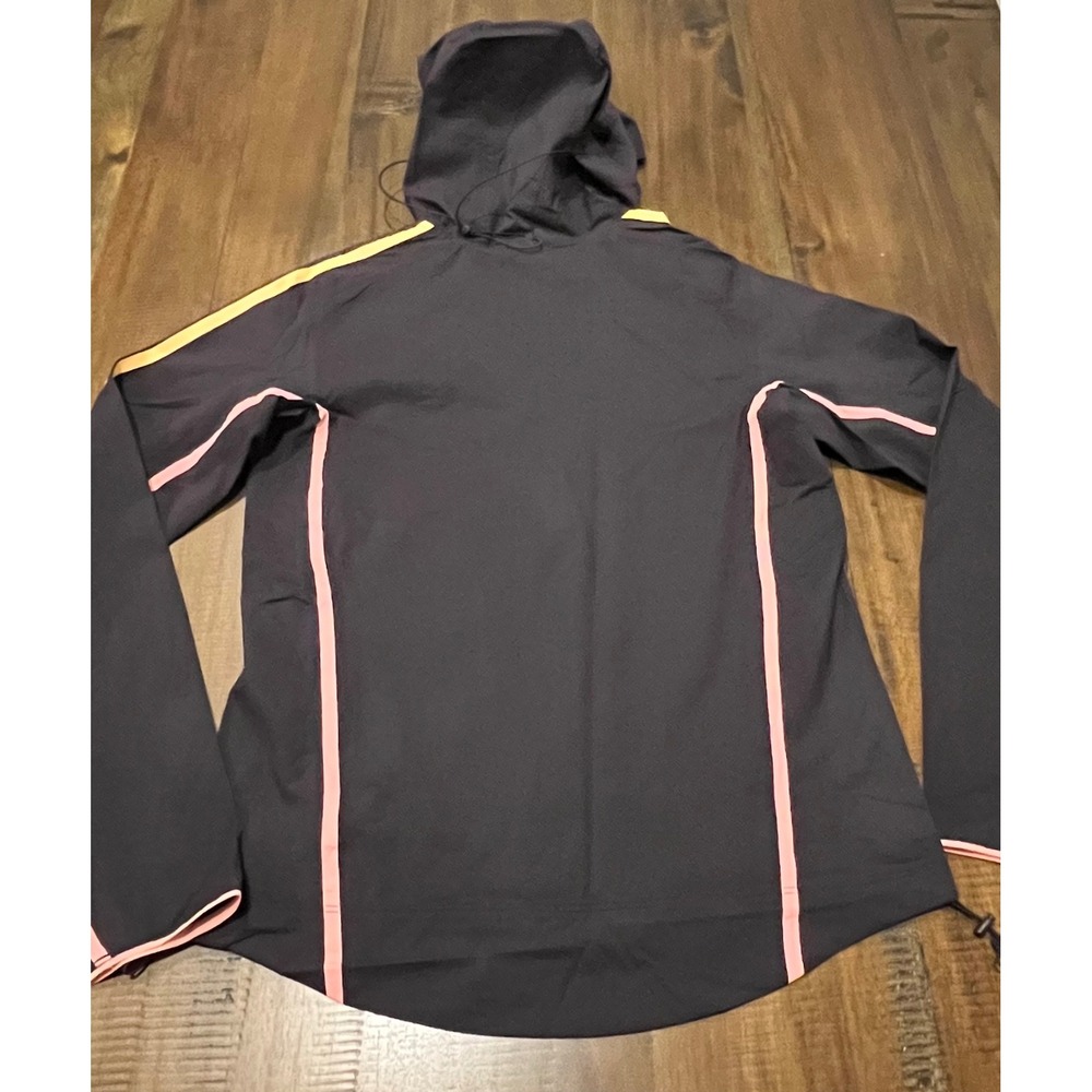 Adidas Men's Lightweight Hooded Jacket Gray Yellow Pink Stripes Athletic Size XS - Picture 8 of 9
